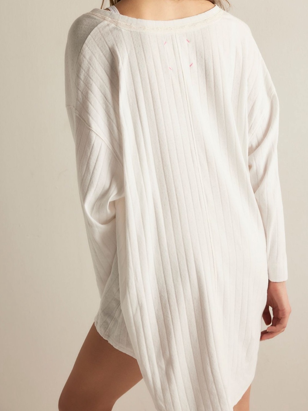 Free People Intimately End Game Pointelle Sleep Tee M Sugar Swizzle - Picture 3 of 5